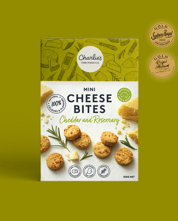 Charlie's Fine Food Co Cheese Bites Cheddar and Rosemary